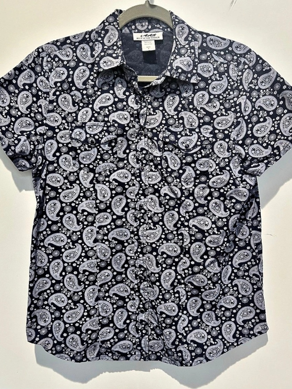 Back In The Saddle Paisley Womens Shirt in Blue Small